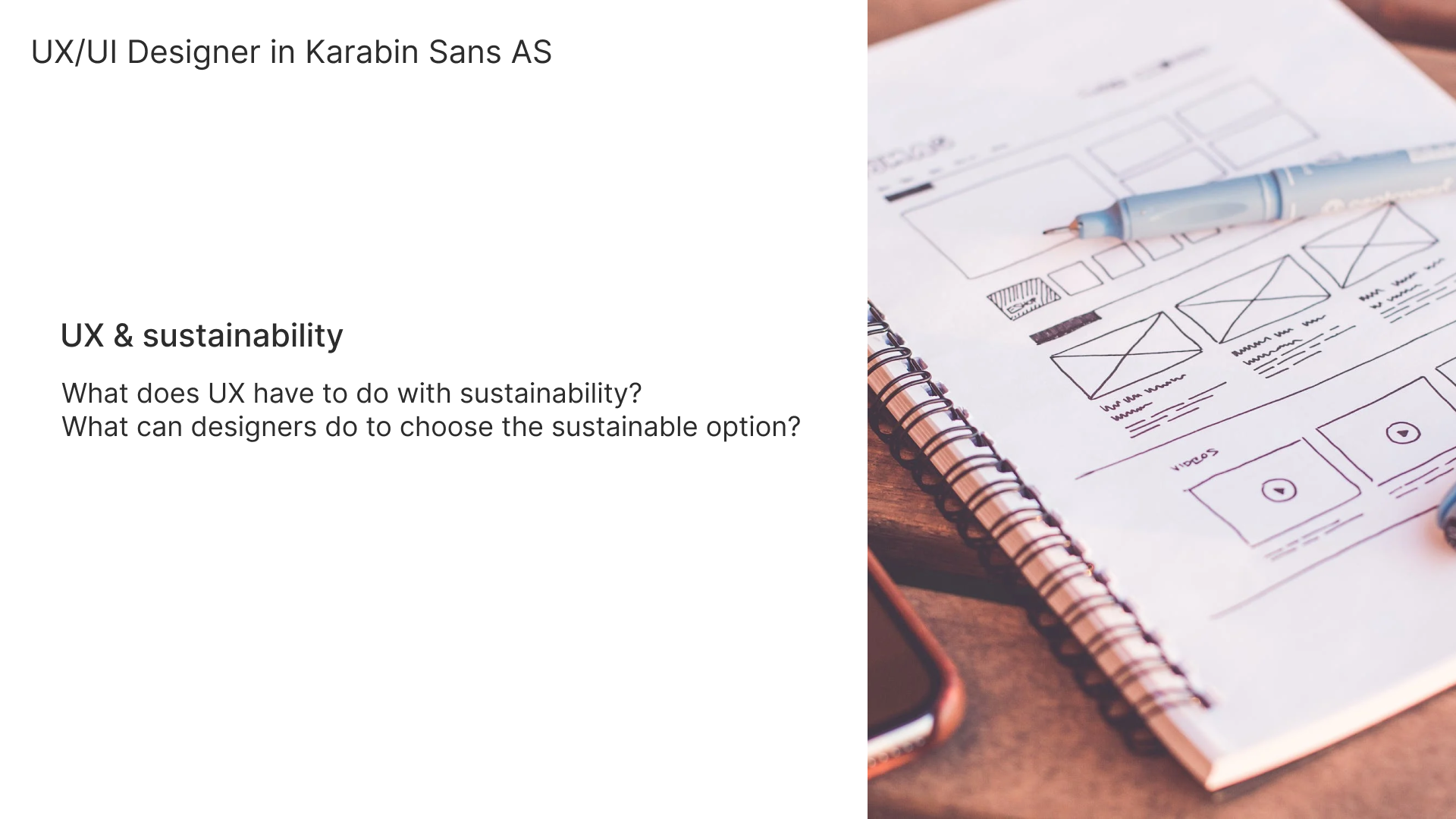 Slide about UX and sustainability